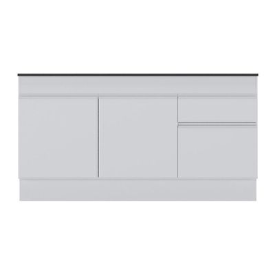Balcão Cozinha Gabinete Pia 150 Cm 3 Portas 1 Gaveta Branco