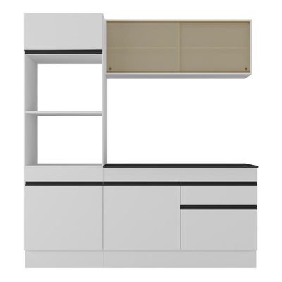 Armário De Cozinha Compacta 3 Peças Com Rodapé Mp2178 Made Multimóveis Branco/preto Branco/preto