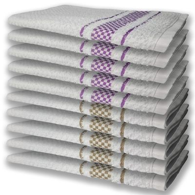 10 Panos de Prato Atoalhado Felpudo Premium 5 Roxo 5 Marrom
