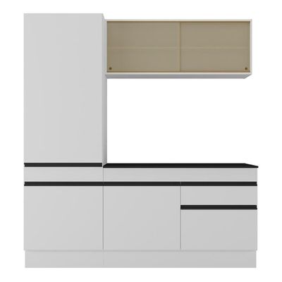 Armário De Cozinha Compacta 3 Peças Com Rodapé Mp2179 Made Multimóveis Branco/preto Branco/preto