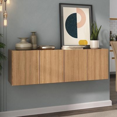 Aparador Buffet Suspenso 4 Portas Multimóveis Mp8002 Rustic Rustic