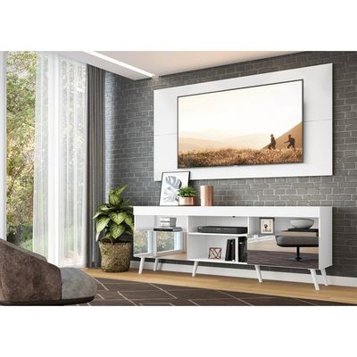 Rack com Painel TV até 65" Espelho e Pés Retrô Multimóveis
