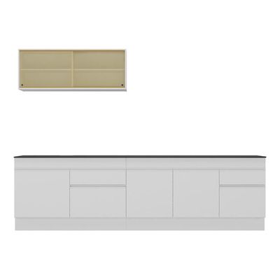 Armário De Cozinha Compacta 270cm Com Rodapé Veneza Multimóveis V2112 Branco Branco