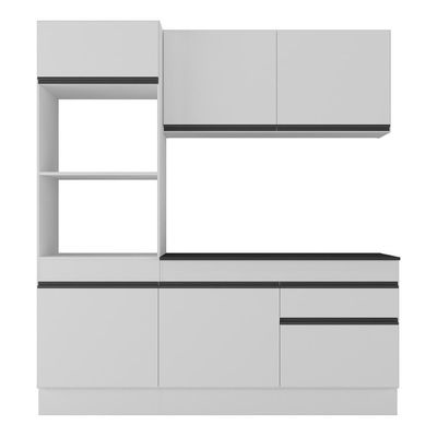 Armário De Cozinha Compacta 3 Peças Com Rodapé Mp2177 Made Multimóveis Branco/preto Branco/preto