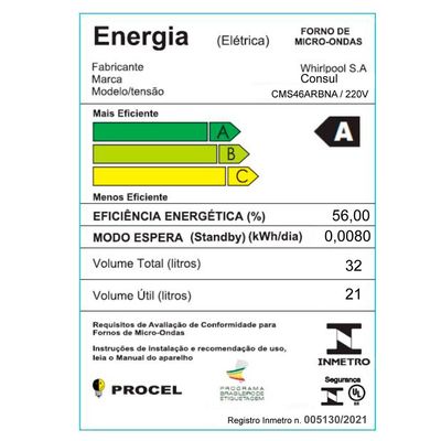 Micro-ondas CMS46AR Consul 32 Litros de Bancada Menu Fácil e Espelhado Cinza / 110V
