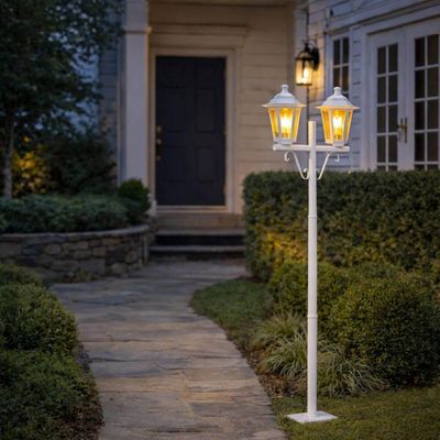 Kit 6 Postes Luminária Branco Tubo Alumínio Jardim 1,61m E27 Termoplástico Lente Transparente Dital