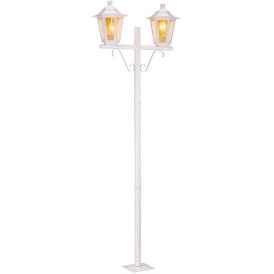 Kit 6 Postes Luminária Branco Tubo Alumínio Jardim 1,61m E27 Termoplástico Lente Transparente Dital