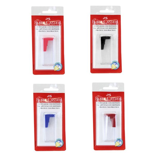 Apontador Faber-Castell com Depósito 1 Furo - Item Sortido Apontador Faber-Castell com Depósito 1 Furo - Item Sortido