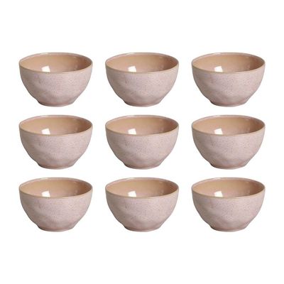 Conjunto de Bowls Orgânicos Litchi em Stoneware 558 ml 6 Peças Porto Brasil Rosa