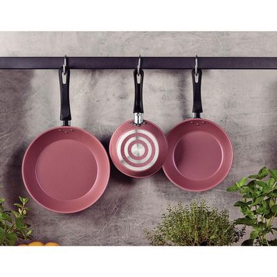Jogo de Frigideiras Tramontina Caribe em Alumínio com Revestimento Interno e Externo Antiaderente Starflon Max Rosa 03 P