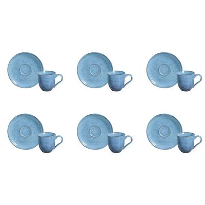 Conjunto de Xícaras e Pires de Café Bio Breeze 120ml 6 Peças Porto Brasil Azul