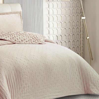 Kit Cobre Leito Colcha Anarruga 3 Peças Casal 240x260cm Rosa Peach Sonhare