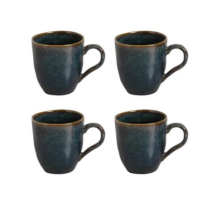 Conjunto de Canecas Orgânico Oceano em Stoneware 273ml 4 Peças Porto Brasil Azul