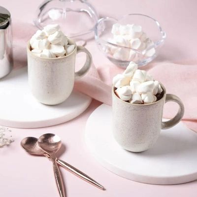 Conjunto de Xícaras Grandes Coup Latte em Cerâmica Stoneware 330ml 4 Peças Porto Brasil Bege