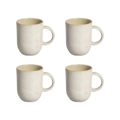 Conjunto de Xícaras Grandes Coup Latte em Cerâmica Stoneware 330ml 4 Peças Porto Brasil Bege