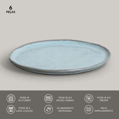 Conjunto de Pratos de Sobremesa Bio Breeze 21,5cm 6 Peças Porto Brasil Azul