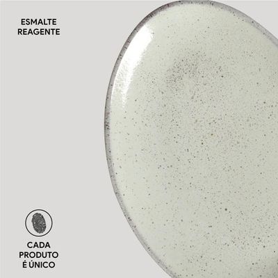 Conjunto de Pratos de Sobremesa Ovais Orgânico Pistache 22,5cm 6 peças Porto Brasil Verde