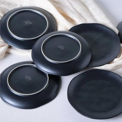 Conjunto de Pratos de Sobremesa Ovais Orgânico Matte 22,5cm 6 peças Porto Brasil Preto