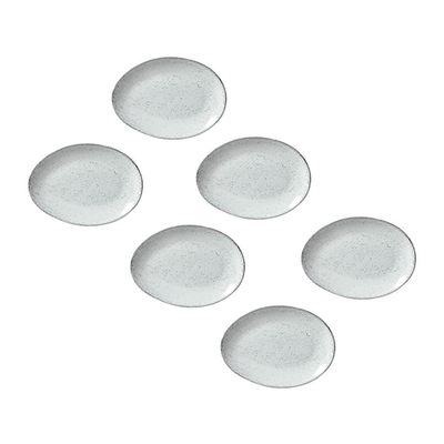 Conjunto de Pratos de Sobremesa Ovais Orgânico Echo 22,5cm 6 Peças Porto Brasil Branco