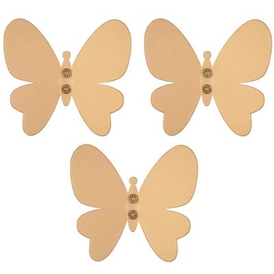 Kit 3 Cabideiros Borboleta Dourada Ganchos de Parede Decorar Organizar Acessórios Roupas