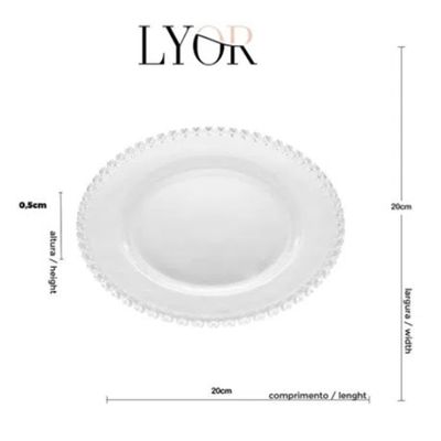 Prato de Sobremesa Cristal Coração Transparente Lyor 20cm 1504