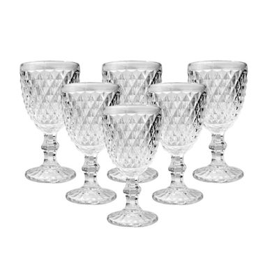 Jogo de Taças Vidro Cristal Mosaico Vitro 320ml Vnho Água Suco Almoço Jantar
