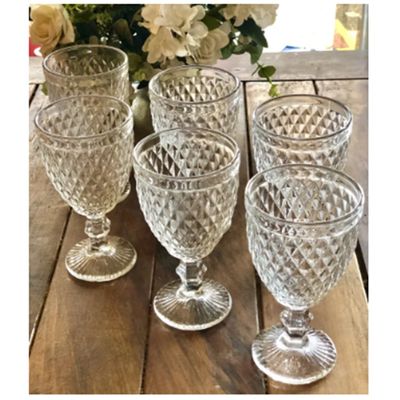 Jogo de Taças Vidro Cristal Mosaico Vitro 320ml Vnho Água Suco Almoço Jantar