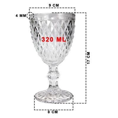 Jogo de Taças Vidro Cristal Mosaico Vitro 320ml Vnho Água Suco Almoço Jantar