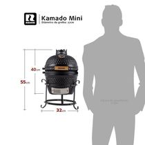 Churrasqueira Kamado Mini Da Rasco Preto Com Grelha Em Aço Inox E Suporte. Ideal Para Até 3 Pessoas Preto