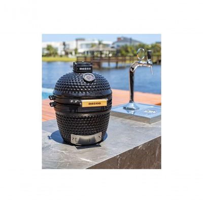 Churrasqueira Kamado Mini Da Rasco Preto Com Grelha Em Aço Inox E Suporte. Ideal Para Até 3 Pessoas Preto