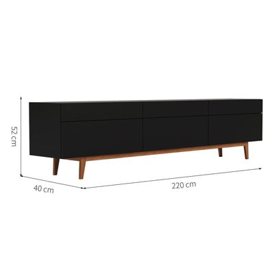 Rack para TV até 85 Polegadas Mazza 3 Gavetas Preto