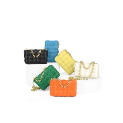 Bolsa Transversal Feminina Gash BG72554 Trançada Corrente Preto