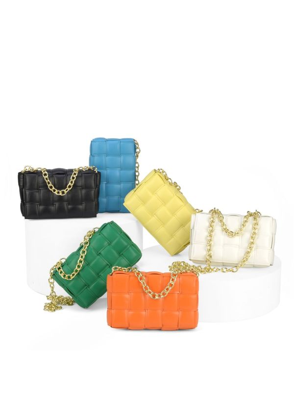 Bolsa Transversal Feminina Gash BG72554 Trançada Corrente Preto
