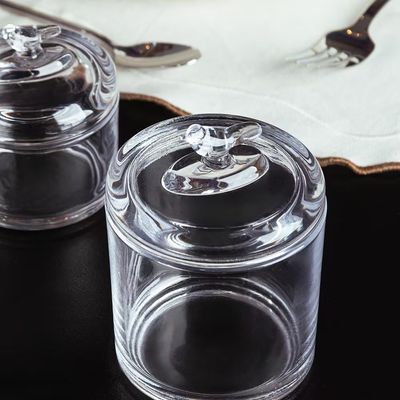 Pote de Cristal Ecológico Bird com Tampa em Alto-Relevo Wolff Transparente