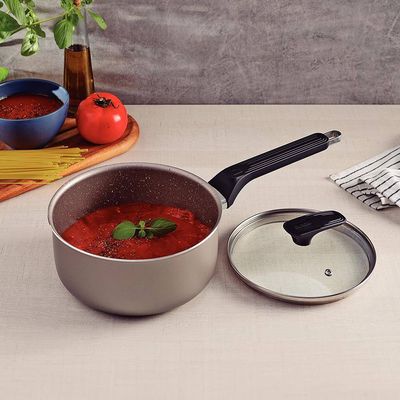 Panela Milazzo 16cm Alumínio Antiaderente Starflon Max Softtouch Amêndoa Tramontina Bege