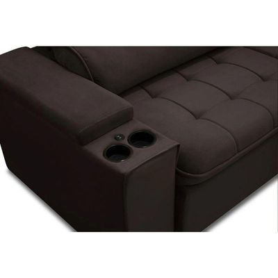 Kit Sofá Genebra 3 Lugares Com Estante Home Led Guararapes Café/nature/off White