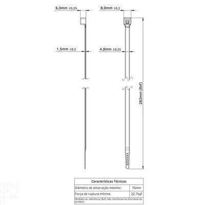 Abraçadeira De Nylon 283x4,8x1,5 Mm Tramontina Preta Tramontina