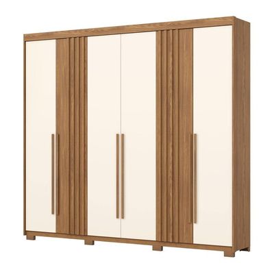 Guarda-roupa Casal 6 Portas 4 Gavetas Henn Norton Nature/off White