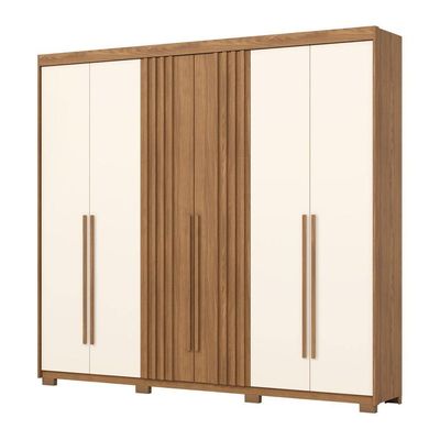 Guarda-roupa Casal 6 Portas 4 Gavetas Henn Norton Nature/off White