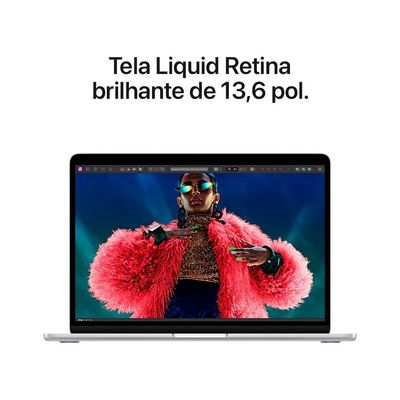 Notebook Apple MacBook Air 13" M3(CPU de 8 núcleos, GPU de 8 núcleos, 8GB RAM, 256GB SSD) - Prateado