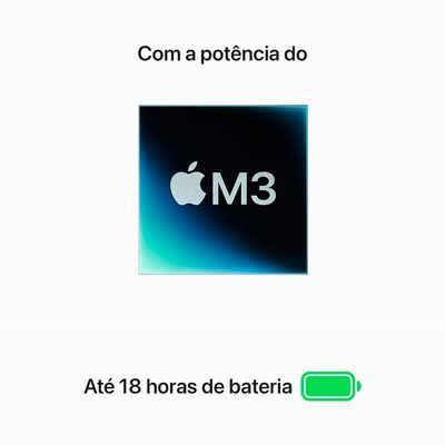 Notebook Apple MacBook Air 13" M3(CPU de 8 núcleos, GPU de 8 núcleos, 8GB RAM, 256GB SSD) - Prateado