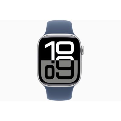 Apple Watch Series 10 (GPS 42 mm) Caixa Prateada em Alumínio com Pulseira Esportiva Azul (Denim)