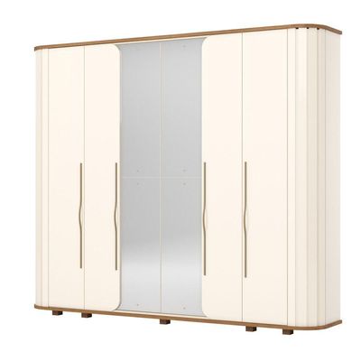 Guarda Roupa Casal Premium 6 Portas 6 Gavetas Pes Inclusos Off White Com Nature