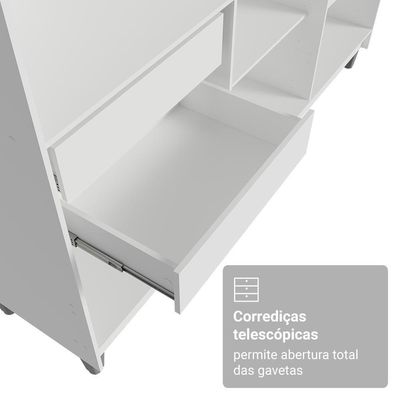 Guarda-roupa Closet Com Pés 4 Gavetas 180cm Branco Venus Madesa Branco