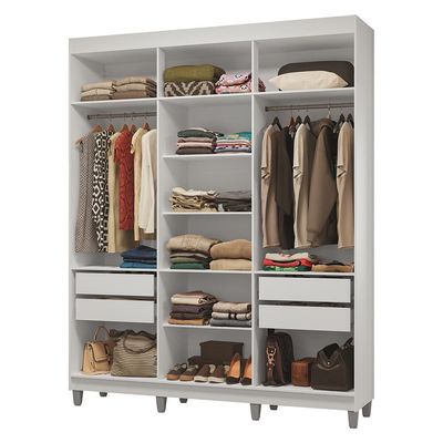 Guarda-roupa Closet Com Pés 4 Gavetas 180cm Branco Venus Madesa Branco