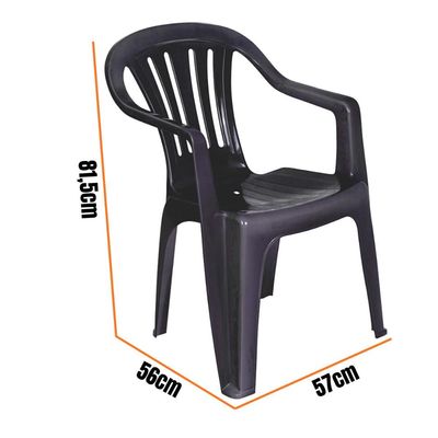 Kit 4 Cadeiras Poltrona Plástica Empilhavel Reforçada 182kg Mor