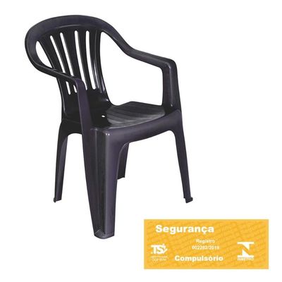 Kit 4 Cadeiras Poltrona Plástica Empilhavel Reforçada 182kg Mor
