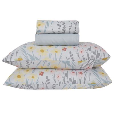 Jogo de Cama Queen Cazza Ivory Floral em Microfibra Estampado - Item Sortido