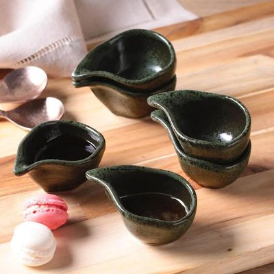 Conjunto de Molheiras Oval Orgânico Greenery 40ml 6 Peças Porto Brasil Verde