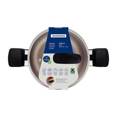 Caçarola Milazzo 24cm Alumínio Antiaderente Starflon Max Soft-touch Amêndoa Tramontina Bege